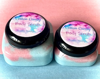 Cotton Candy Whipped Sugar Body Scrub: Natural Shea Butter Polish, Exfoliating Body Wash