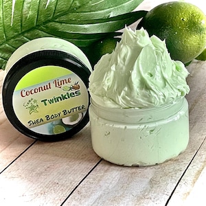 Coconut Lime Body Butter, Whipped Shea Butter, Tropical Fragrance, Summer Body Butter