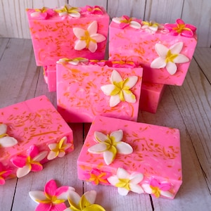 Plumerias In The Breeze Handcrafted Soap, Glycerin Soap Bar, Spring Soap, Gift Soap, Floral Soap image 7