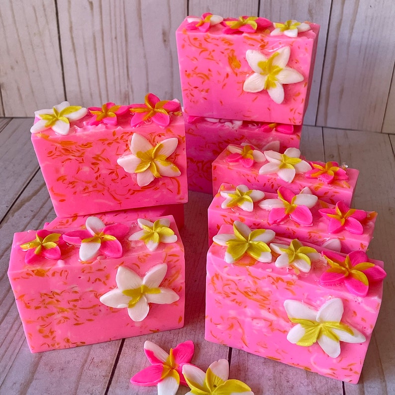 Plumerias In The Breeze Handcrafted Soap, Glycerin Soap Bar, Spring Soap, Gift Soap, Floral Soap image 9