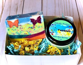 Butterfly Meadows Gift Box, Bath and Body Gift Set, Soap and Body Butter, Mother’s Day gift, Bath gift for her