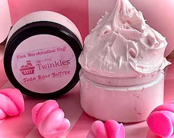 Pink Marshmallow Fluff Body Butter, Whipped Shea Butter, Gourmand Body Scents, Valentines Gift