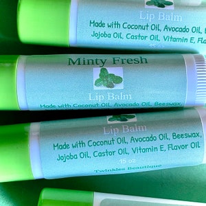 Minty Fresh Lip Balm, Beeswax Lip Balm, Lip Moisturizer, Jojoba Avocado and Coconut Oil Lip Balm