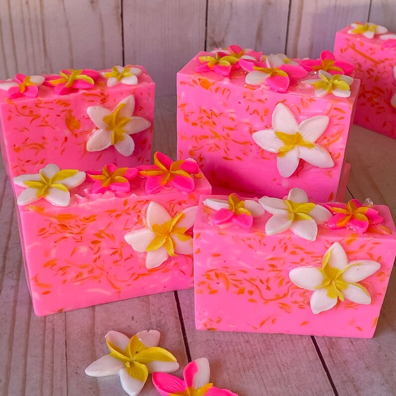 Plumerias In The Breeze Handcrafted Soap, Glycerin Soap Bar, Spring Soap, Gift Soap, Floral Soap image 2