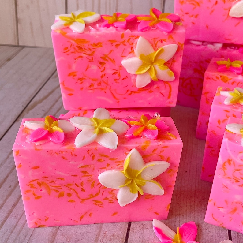 Plumerias In The Breeze Handcrafted Soap, Glycerin Soap Bar, Spring Soap, Gift Soap, Floral Soap image 8