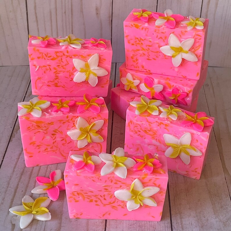 Plumerias In The Breeze Handcrafted Soap, Glycerin Soap Bar, Spring Soap, Gift Soap, Floral Soap image 4