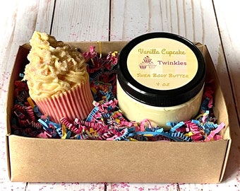 Cupcake Gift Box, Bath and Body Gift Set, Soap and Body Butter Gift, Cupcake Bath Set