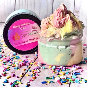 Happy Birthday Cake Body Butter, Whipped Shea Butter, Body Frosting, Dessert Body Butter, Glitter Lotion