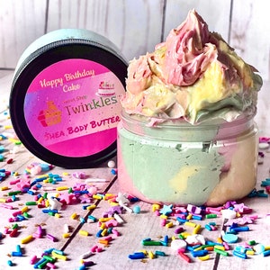 Happy Birthday Cake Body Butter, Whipped Shea Butter, Body Frosting, Dessert Body Butter, Glitter Lotion