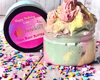 Happy Birthday Cake Body Butter, Whipped Shea Butter, Body Frosting, Dessert Body Butter, Glitter Lotion