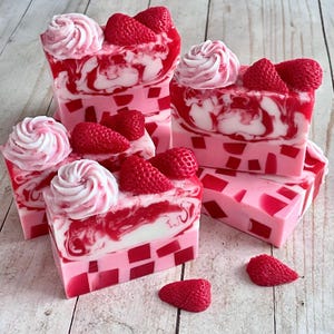 Strawberry Delight Handcrafted Soap, Soap Bar, Strawberries and Cream Fragrance