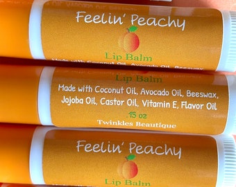 Feelin’ Peachy Lip Balm, Beeswax Lip Balm, Lip Moisturizer, Jojoba Avocado and Coconut Oil Lip Balm