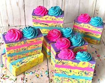 Birthday Cake Soap, Buttercream Frosting and yellow cake scent, Artisan Soap