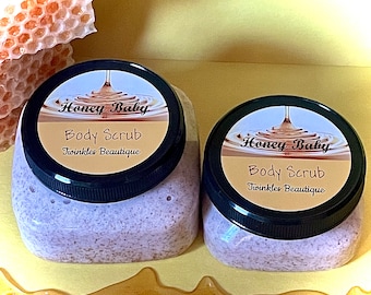 Honey Baby Body Scrub, Sugar Scrub, Body Exfoliant, Emulsified Sugar Scrub