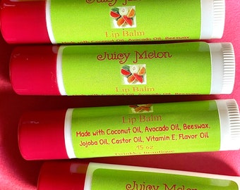 Juicy Melon Lip Balm, Beeswax Lip Balm, Lip Moisturizer, Jojoba Avocado and Coconut Oil Lip Balm