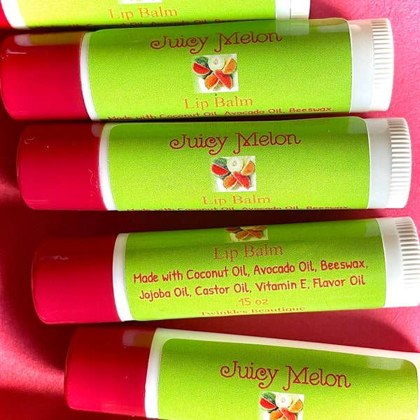 Juicy Melon Lip Balm, Beeswax Lip Balm, Lip Moisturizer, Jojoba Avocado and Coconut Oil Lip Balm