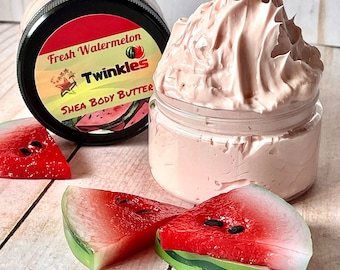 Fresh Watermelon Body Butter, Shea Butter, Summer Body Butter, Glitter Body Butter