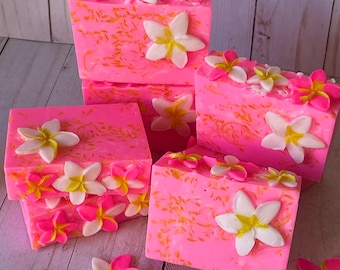 Plumerias In The Breeze Handcrafted Soap, Glycerin Soap Bar, Spring Soap, Gift Soap, Floral Soap