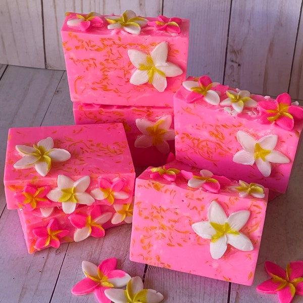 Plumerias In The Breeze Handcrafted Soap, Glycerin Soap Bar, Spring Soap, Gift Soap, Floral Soap