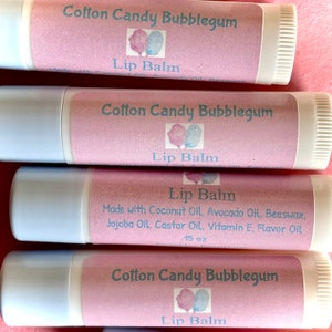 Cotton Candy Bubblegum Lip Balm, Beeswax Lip Balm, Lip moisturizer, Jojoba Avocado and Coconut oil lip balm