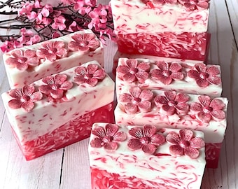 Cherry Blossom Handcrafted Soap, Pink spring soap bar, Gift Soap