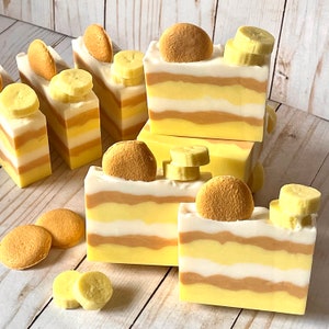 Banana Cream Pudding Handcrafted Soap, Soap Bar, Dessert Soap, Glycerin Soap, Artisan Soap