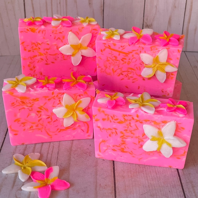 Plumerias In The Breeze Handcrafted Soap, Glycerin Soap Bar, Spring Soap, Gift Soap, Floral Soap image 3