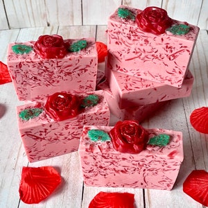 Rose Petals, Handcrafted Soap, Soap Bar, Valentines Soap, Mothers Day Gift, Rose jam type fragrance