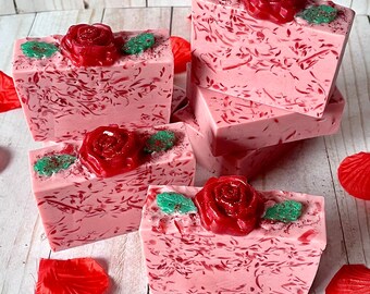 Rose Petals, Handcrafted Soap, Soap Bar, Valentines Soap, Mothers Day Gift, Rose jam type fragrance