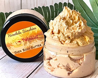 Honolulu Sunshine Body Butter, Whipped Shea Body Butter, Tropical Fragrance, Summer Body Butter, Body Butter with glitter