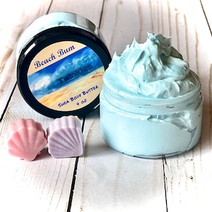 Beach Bum Body Butter, Shea Body Butter, Summer Body Butter, Body Whip, Glitter Body Butter