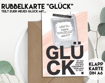 RUBBELKARTE -Glück- Verkündet Euer Glück, Karte mit Umschlag