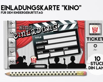 EINLADUNGKARTE KINO, 10 Stück