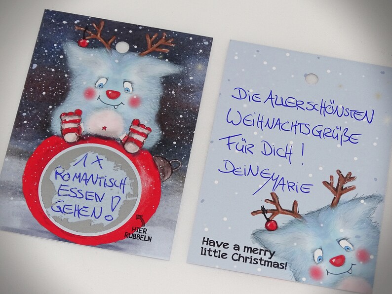 RUBBELGUTSCHEINE Little Monster für den Adventskalender, Karten inkl. Rubbelsticker in Silber Bild 4