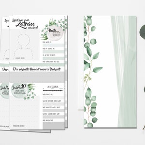 Hochzeit ZEITKAPSELKARTEN -50 Stück Grün/Weiß Hochzeitsspiel