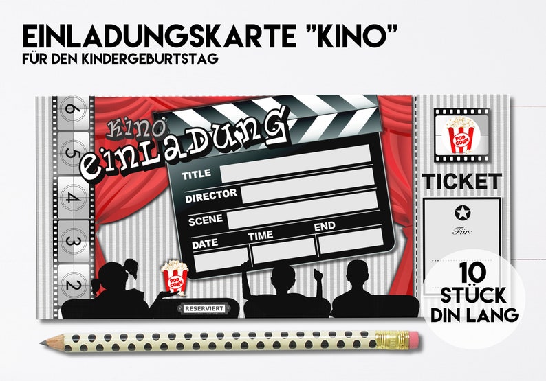 EINLADUNGKARTE KINO, 10 Stück image 1