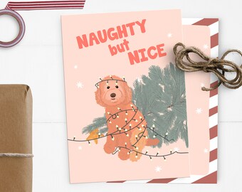 WEIHNACHTSKARTE Hund "Naughty but Nice" Postkarten-Set DIN A6