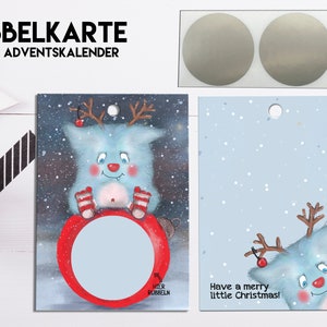 RUBBELGUTSCHEINE Little Monster für den Adventskalender, Karten inkl. Rubbelsticker in Silber Bild 3