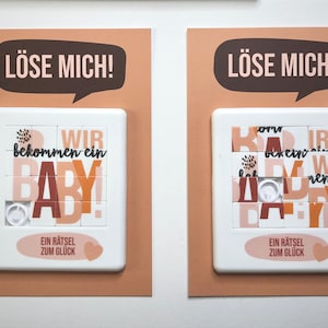 SCHIEBEPUZZLE zum Verkünden der Schwangerschaft, mit Karte DIN A6