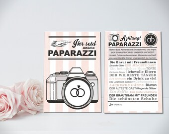 PAPARAZZI KARTEN, 50 Stück, DIN A6, Rosé Fotospiel für Eure Hochzeit