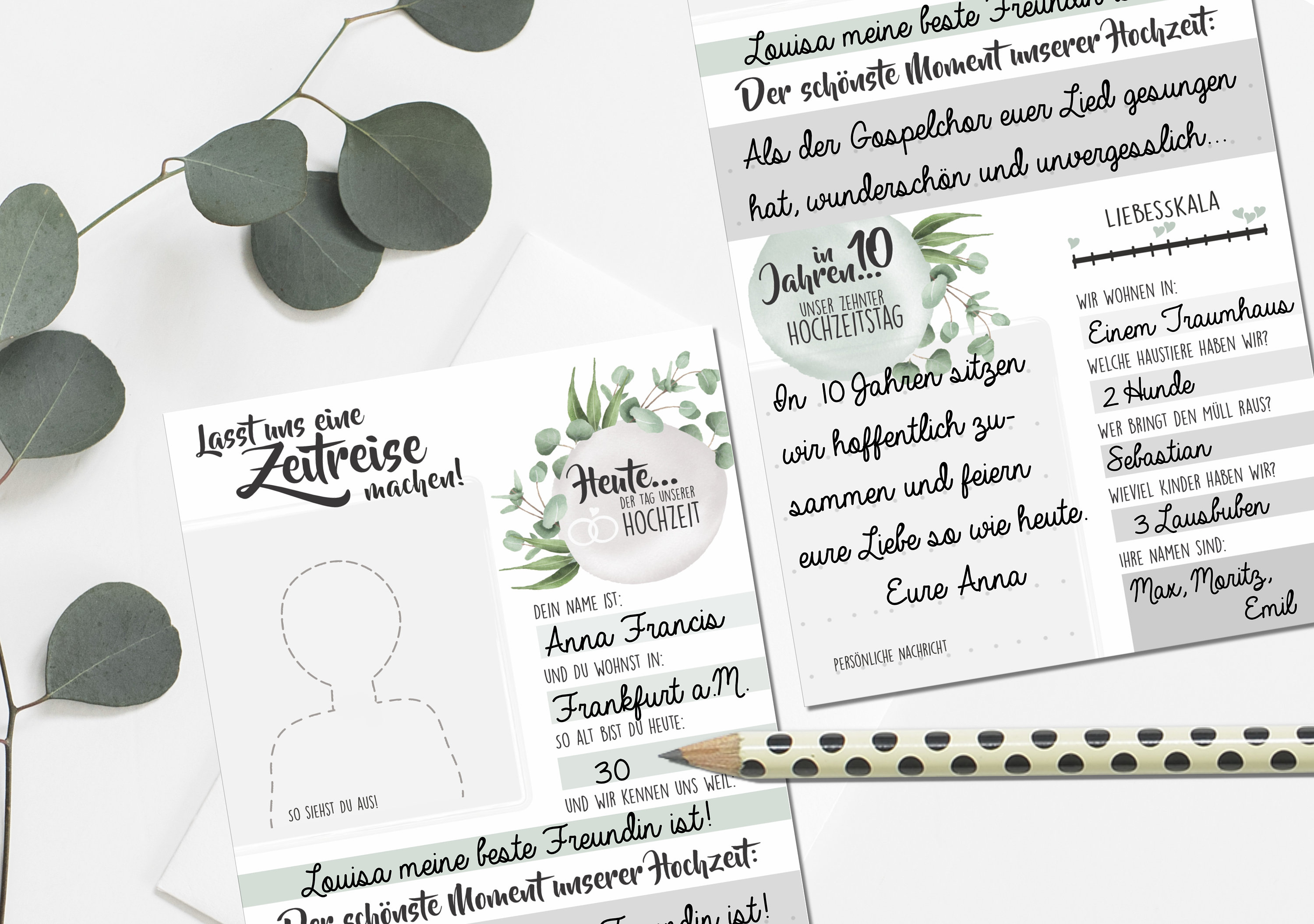 Hochzeit ZEITKAPSELKARTEN 50 Stück Grün/Weiß Hochzeitsspiel Etsy