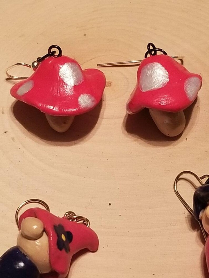 Gnome and Mushroom polymer clay earrings Etsy