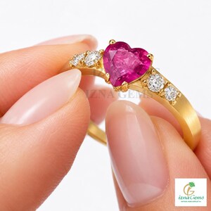 Heart Shape Ruby Diamond Gold Ring | Minimalist Women's Jewelry