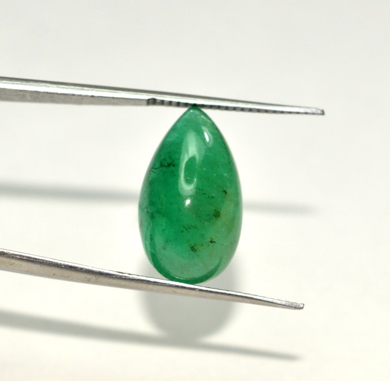 8.65 Carat Natural Beautiful Zambian Pear Cabochon Emerald Loose Gemstone 17.00X10.00 MM IZ 166