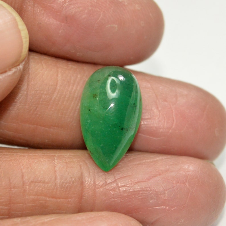 8.65 Carat Natural Beautiful Zambian Pear Cabochon Emerald Loose Gemstone 17.00X10.00 MM IZ 166