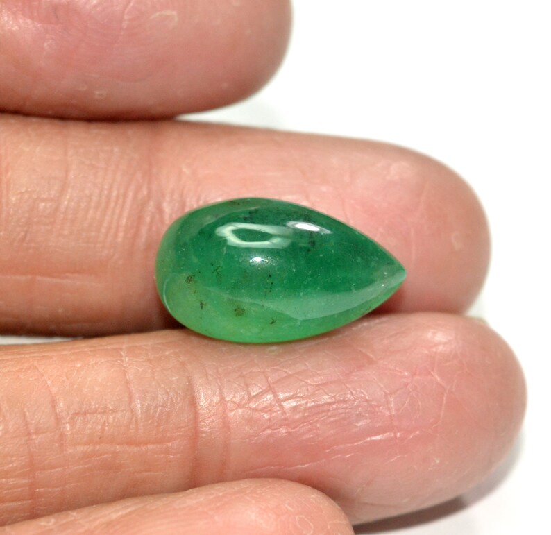8.65 Carat Natural Beautiful Zambian Pear Cabochon Emerald Loose Gemstone 17.00X10.00 MM IZ 166