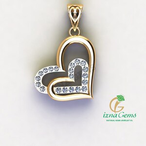 Romance radiante - Colgante de corazón de diamantes en oro amarillo de 14 quilates