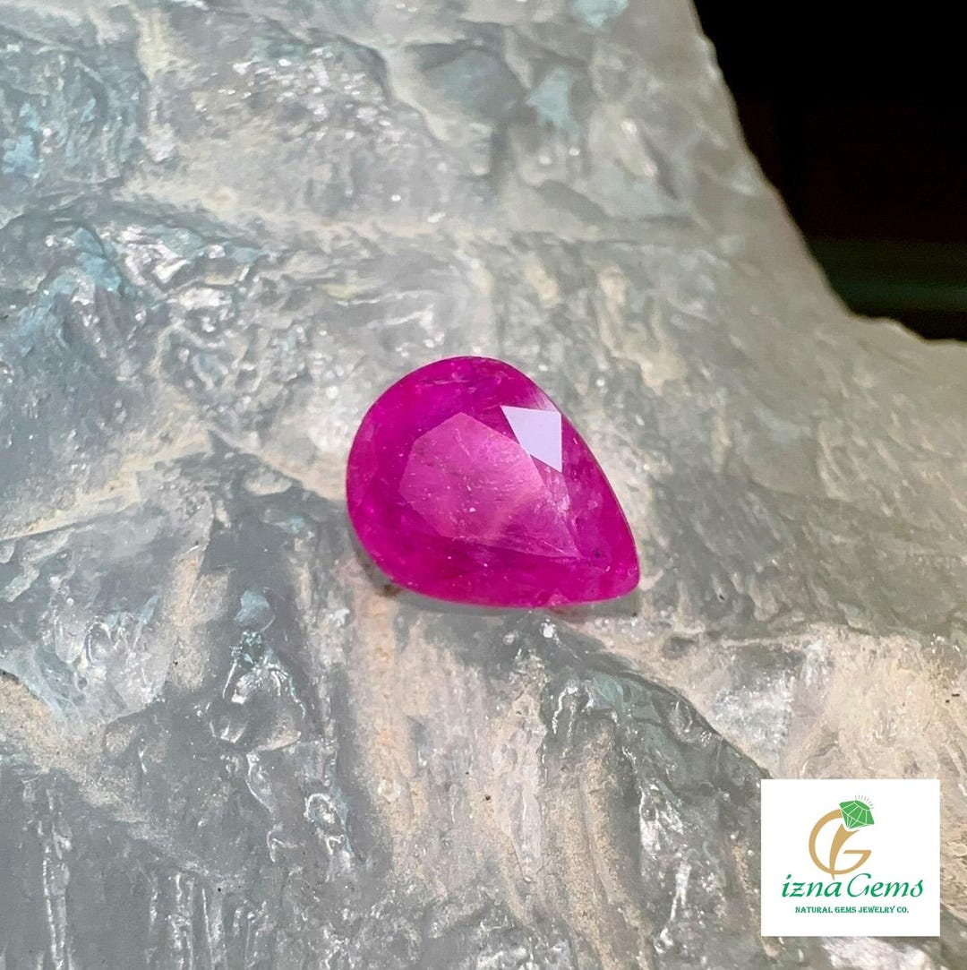 3.33 Carat Natural Pink Ruby Pear Cut Gemstone - Etsy
