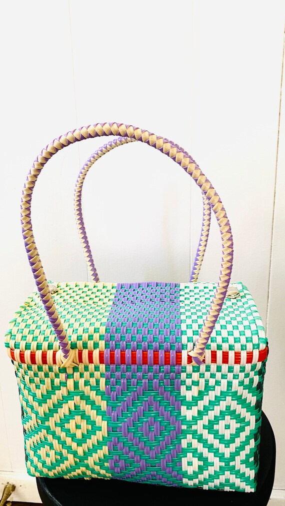 Mexican Plastic Basket lonchera Artesanal mexican Bag bolsa