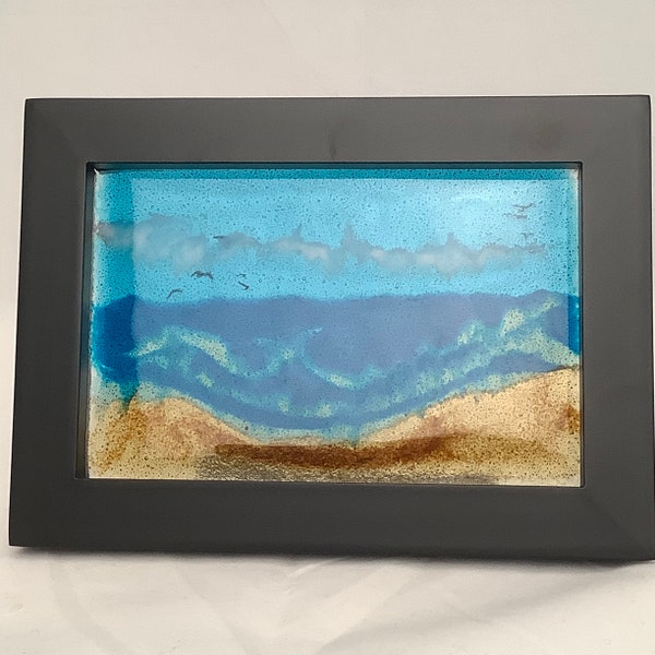Beach-scape Glass Tapestry, Table Top Glass Art